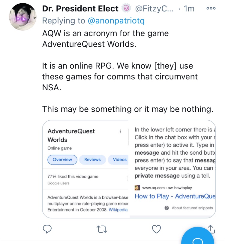 “Anthony Quinn Warner? AQW? AdventureQuest Worlds must be behind this!” There goes my faith in humanity.