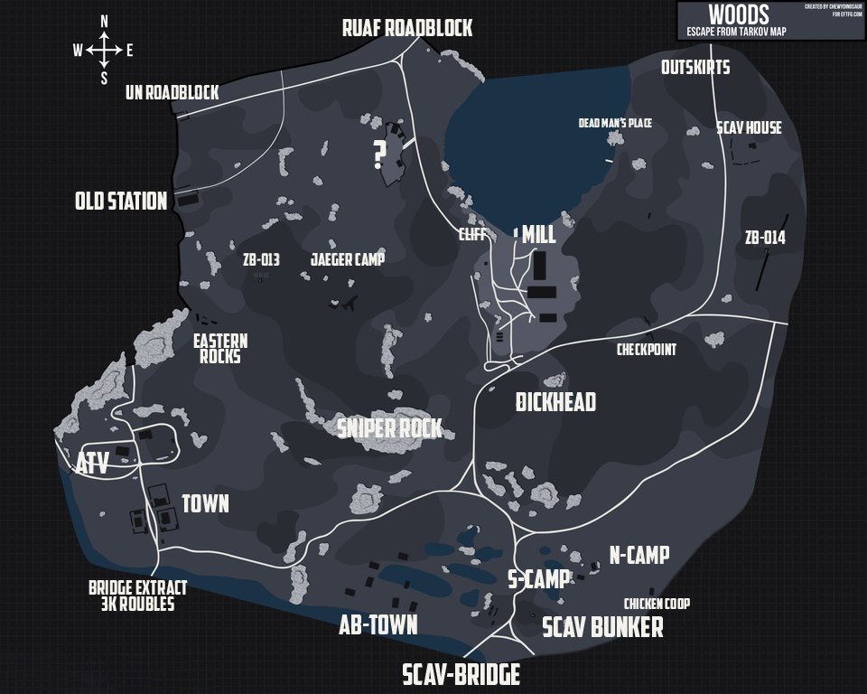 Tarkov Woods Detailed Map