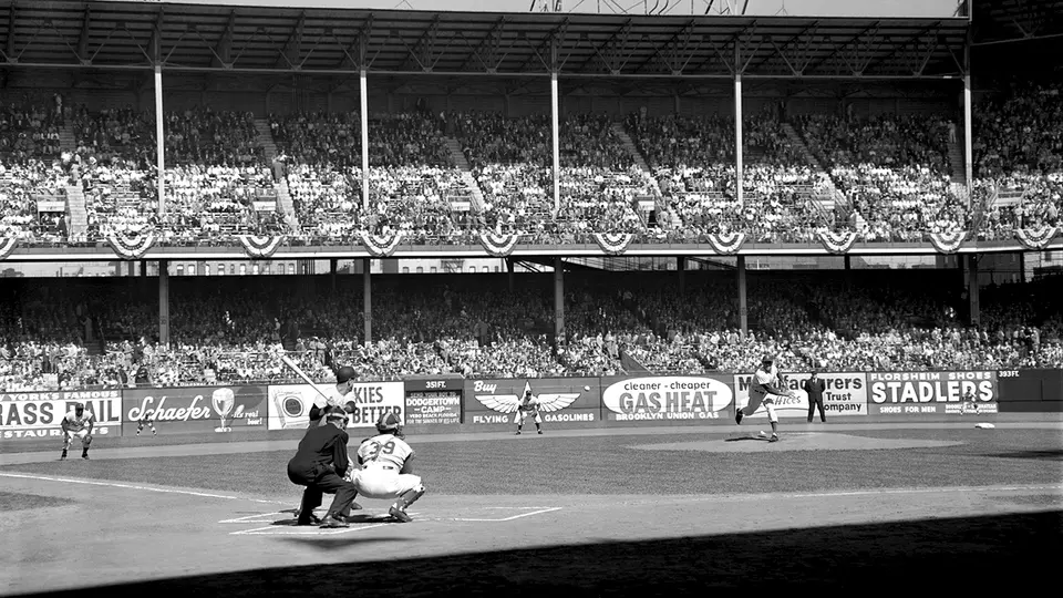 Sal Maglie goes the distance in Game 1 of the 1956 World Series.