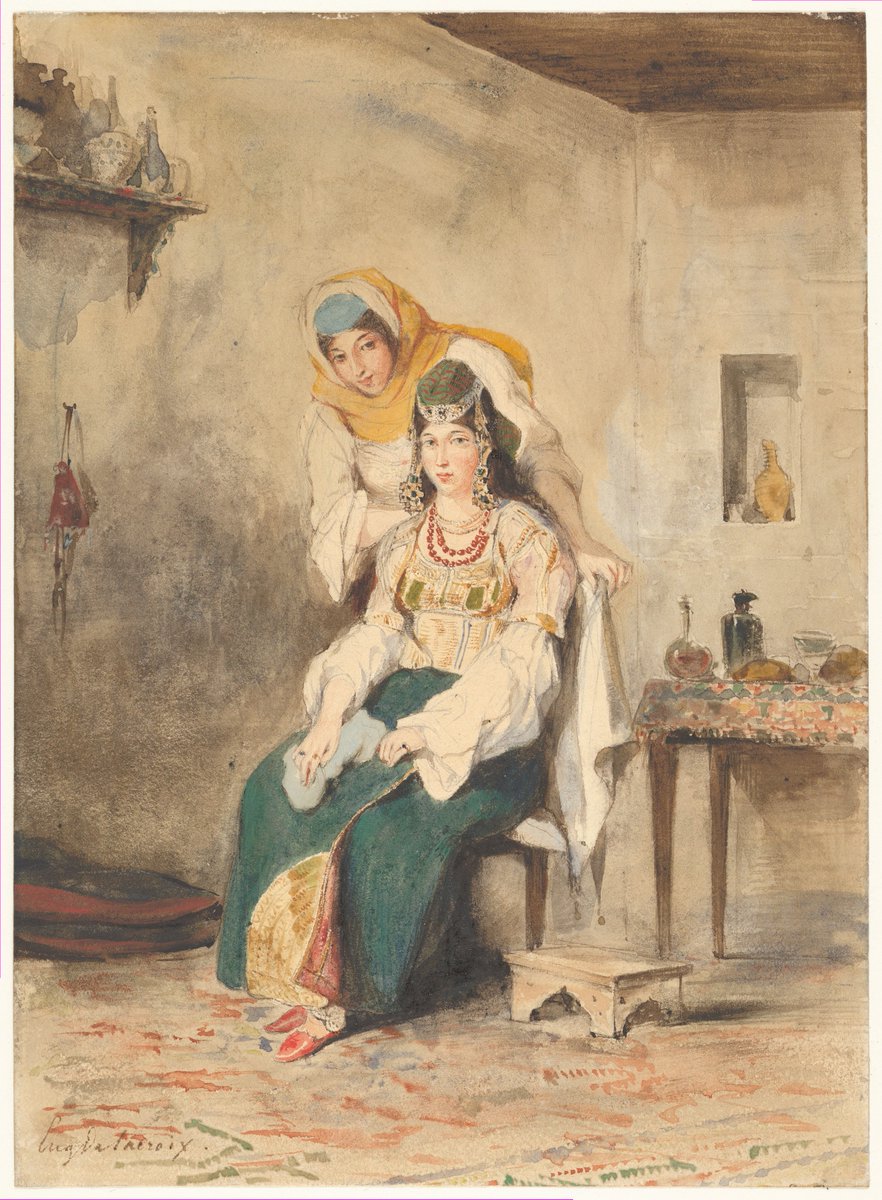 10 - 3 - Saada, the Wife of Abraham Ben-Chimol, and Préciada, One of Their Daughters (The wife of Abraham Benchimol, Moulay Abd-er-Rahman II's Jewish interpreter) (source: 1832 - Eugène Delacroix  https://www.metmuseum.org/art/collection/search/336046)
