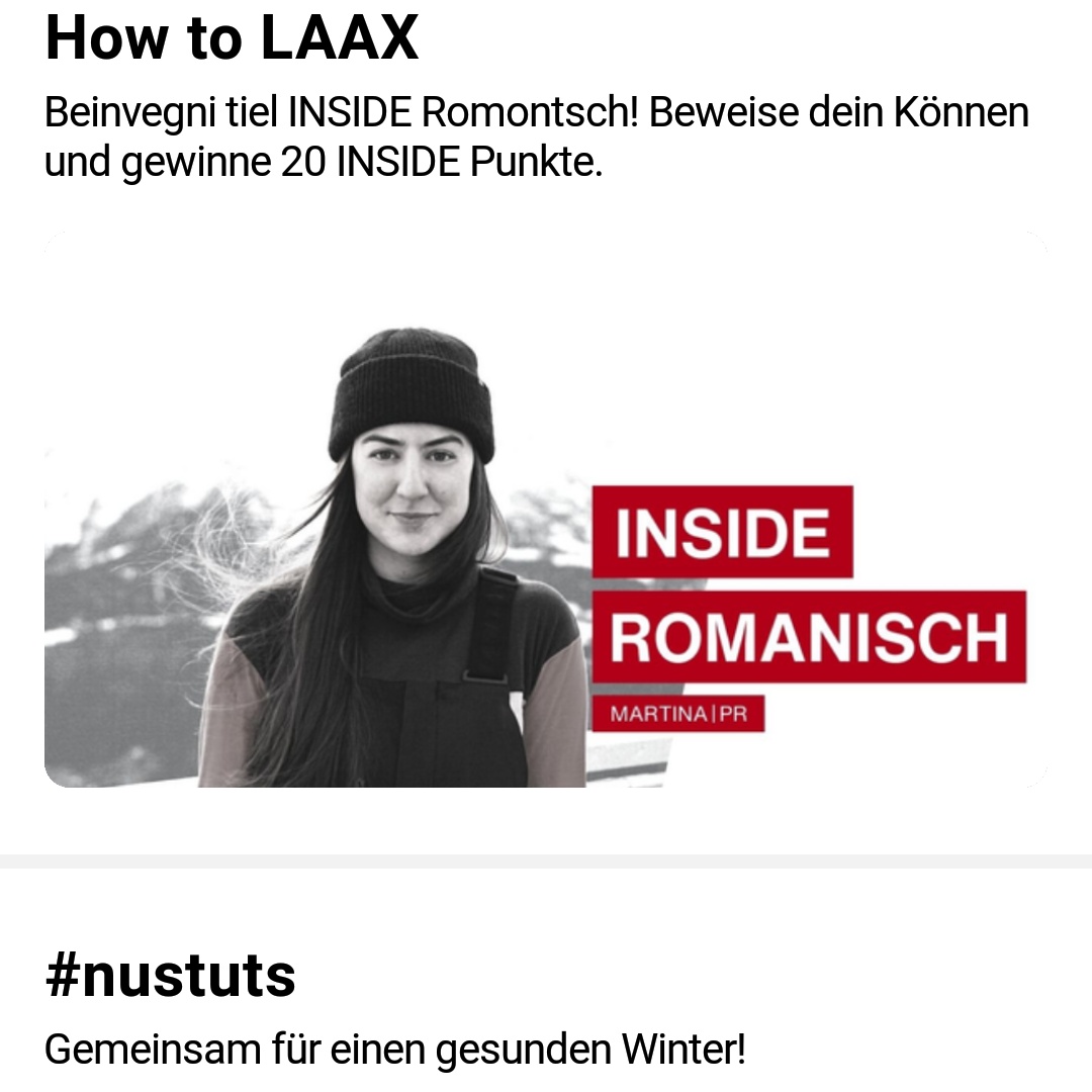 murschetg's tweet photo. Nus tuts
Miar alli
Tutti noi
Einer der grossen Player im rätoromanischen Gebiet setzt sich endlich fürs Rätoromanische ein. Grondius, LAAX! #nustuts https://t.co/Tr6rBLlwPy