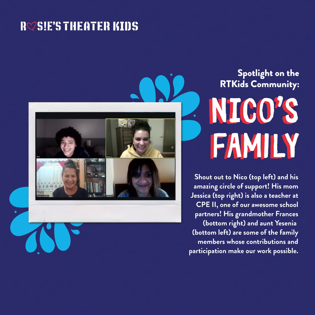 RTKIDS's tweet image. Shout out to Nico (top left) and his amazing circle of support! We are so grateful to all the loving parents and family members in the extended RTKids community. Thanks for another great year!

Photo credit: Dre (Nico's dad)

#RTKids
#Theater
#Arts
#nonprofit
#theaterkids
#NYC