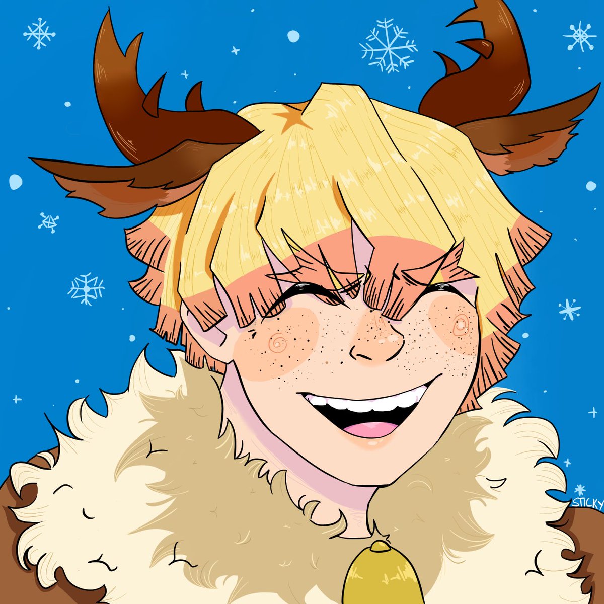 stickybandage's tweet photo. round two..... 

idc if christmas is done!!! happy smiling adorable christmas time zenitsu limited time only!?! get him while he lasts!!!

#kny https://t.co/6cqkRm29Jn