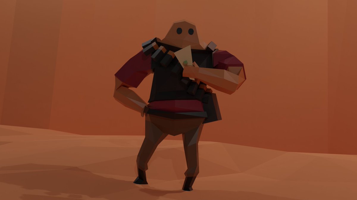 nimposting's tweet photo. Another render of my low poly heavy from tf2
#blender #Blender3d #blenderart #tf2 #tf2fanart #lowpoly #lowpolyart #lowpolyrender https://t.co/XRAklhZxMa