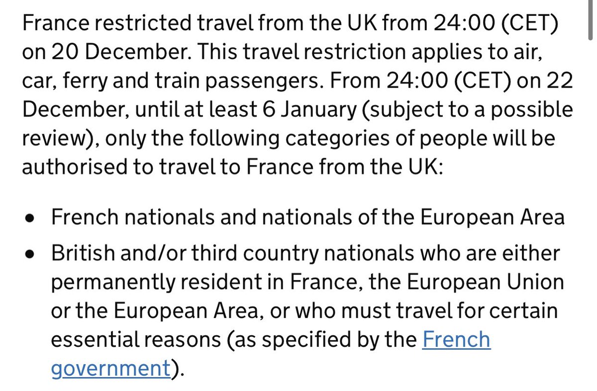 3/ France eased restrictions for certain categories of people as below  #covid19 https://www.gov.uk/foreign-travel-advice/france