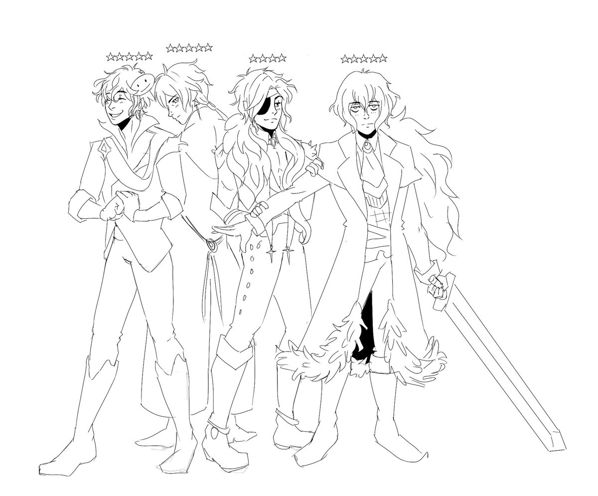 WIP - whenever i see squad photos of Kaeya, Diluc, Childe and Zhongli this is what my mind produces lol