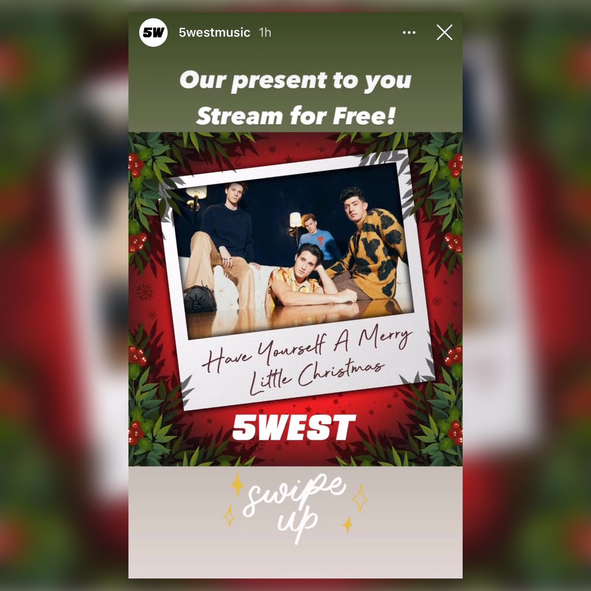 5WESTGeorgia's tweet photo. Attention #Westies... A gift to you from @5WESTMUSIC ... Free Streaming #HaveYourselfAMerryLittleChristmas Check it out! #soundcloud #5WEST ALSO...Don’t forget to vote for it on @popsmashradio top 10 countdown this week!! #GetItToNumber1 https://t.co/ICZv1jsNpG