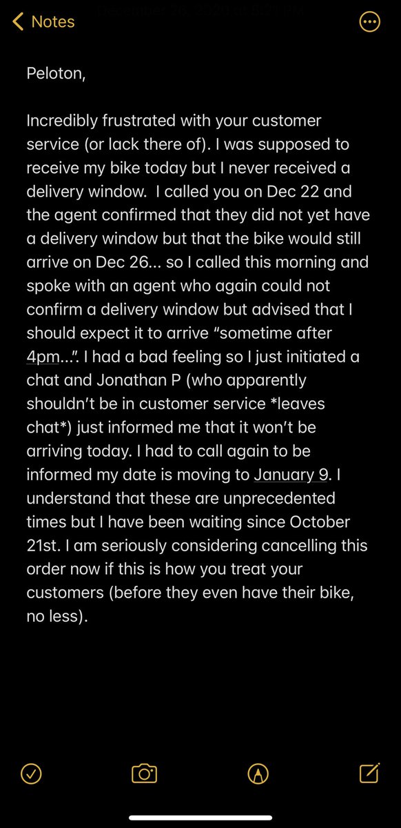 caitwooo's tweet photo. Customer service at its finest... so disappointed  @onepeloton https://t.co/HVr0lbsfFO