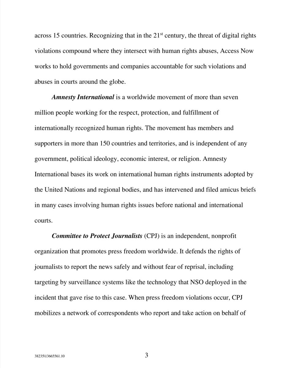 BIG DEALAmnesty InternationalCommittee to Protect JournalistsInternet Freedom FoundationParadigm InitiativePrivacy InternationalRed en Defensa de los Derechos DigitalesReporters Without Borders”...advocate for &endeavor to protect fundamental human rights and rule of law”