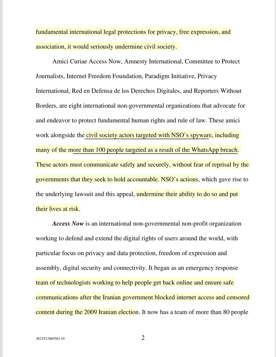 BIG DEALAmnesty InternationalCommittee to Protect JournalistsInternet Freedom FoundationParadigm InitiativePrivacy InternationalRed en Defensa de los Derechos DigitalesReporters Without Borders”...advocate for &endeavor to protect fundamental human rights and rule of law”