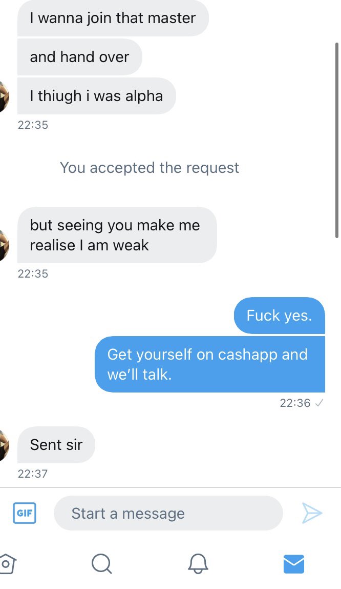 The_Alpha_Alex's tweet photo. Jesus Christ and ANOTHER “Master” with just a picture of his socks on his profile. Love how they come crawling to me. 😈😏 #findom #FinDom #findommaster #paypig #cashslave #cashslut #cashsub #paypigs #fakemaster #findomrelapse #findomalert https://t.co/BqiIV7FipK