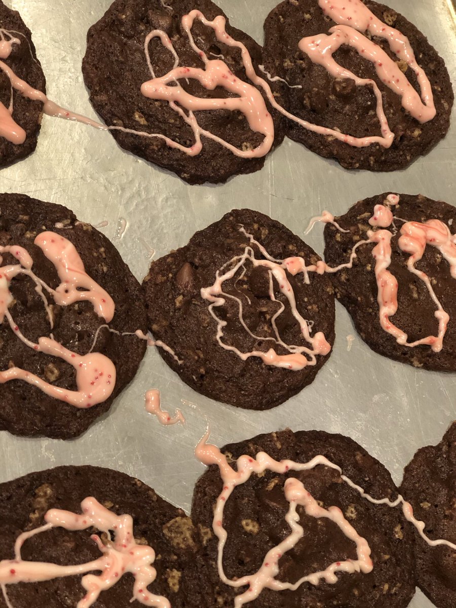 Husband just declared the @chrissyteigen hot chocolate cookies the best of the season. Didn’t have white chocolate but melted peppermint Kisses. Delish!