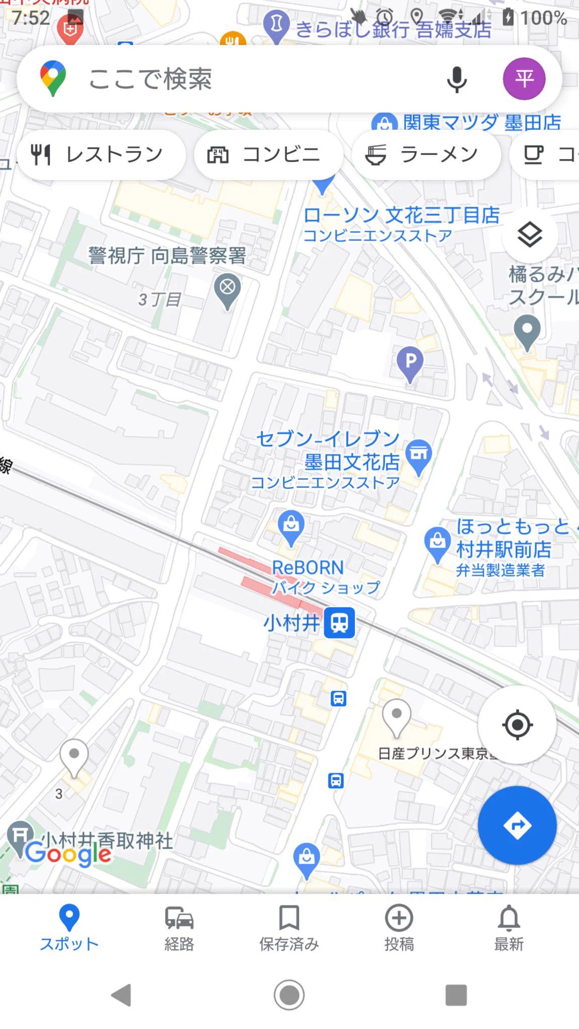 この辺ね！
曳舟駅と小村井駅の中間位？  