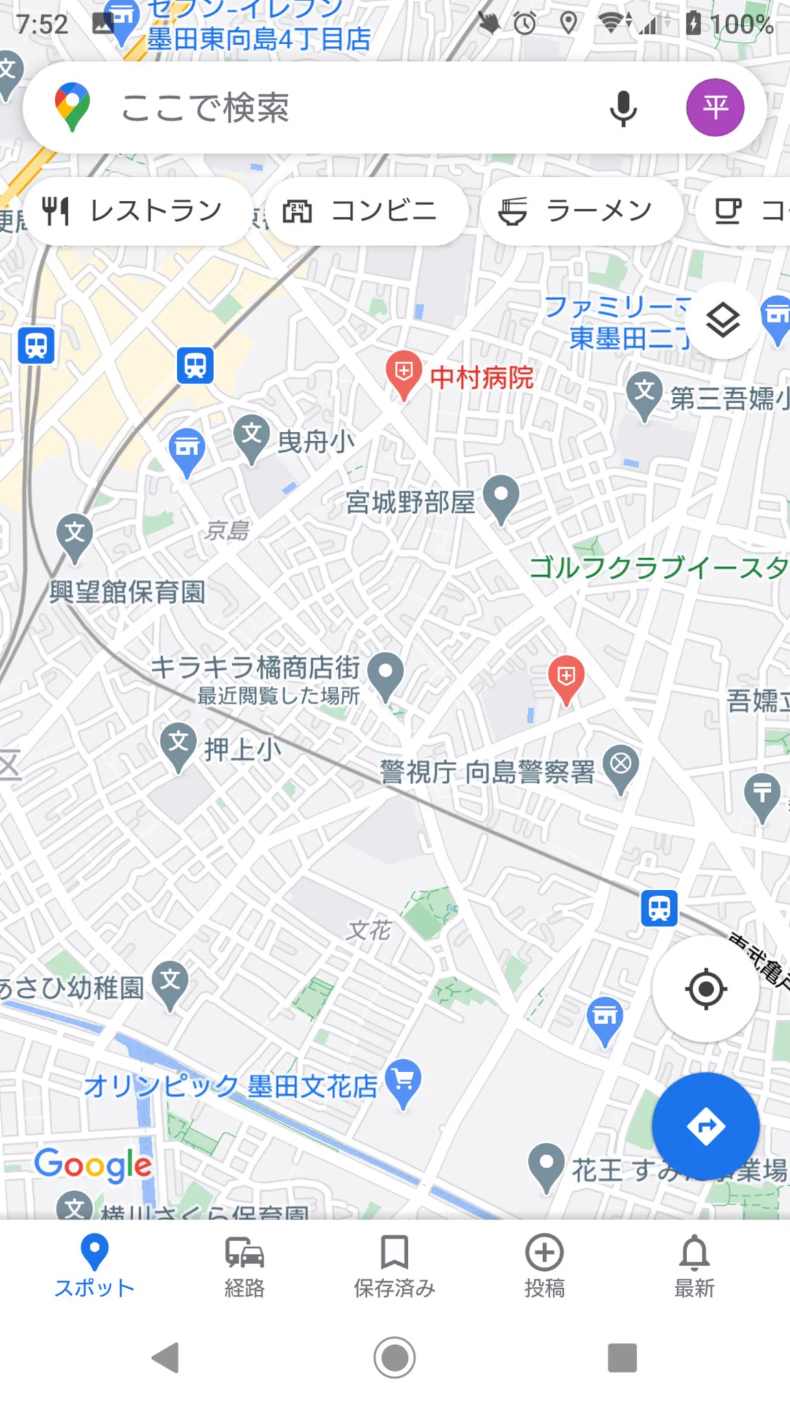 この辺ね！
曳舟駅と小村井駅の中間位？  