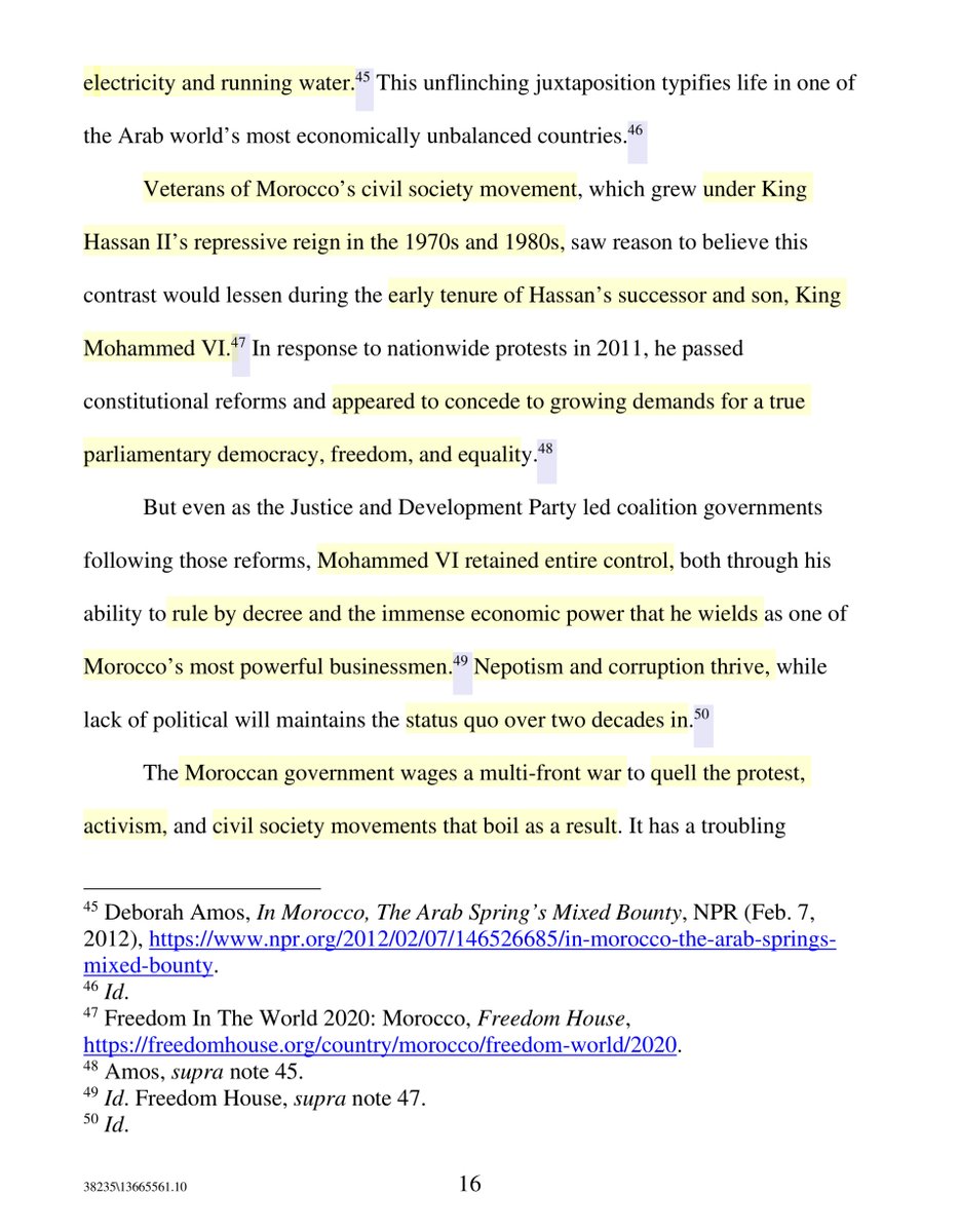 confirmed targets of Pegasus:Placide Kayumba – In exile from Rwanda Father Pierre Marie-Chanel Affognon – Togo Fouad Abdelmoumni and Aboubakr Jamaï – Morocco “threaten[s]” rights to “free expression” and “privacy,” which “international law recognizes as foundational“