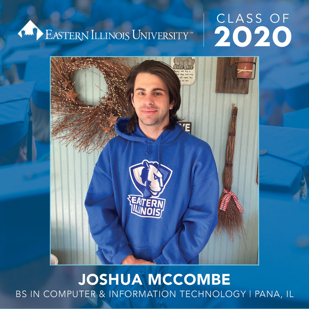eiu's tweet photo. Meet #EIU Class of 2020 Graduate Joshua McCombe!

Joshua will work towards a MS with a focus in Computer Technology at EIU and in the future wants to start a business in computer hardware repair and restoration.

#ForeverEIU #EIU2020 https://t.co/DWmDQOczVr