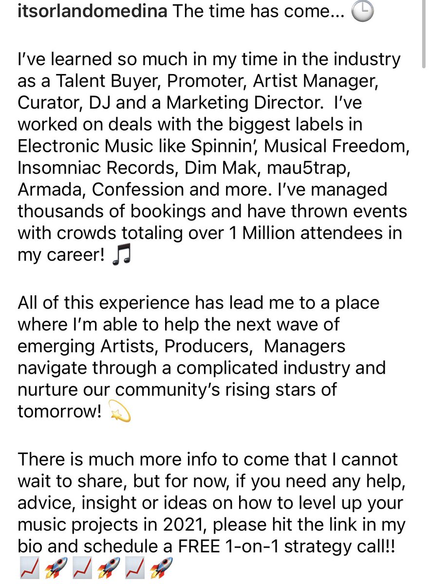 Doing what I can to help as many people in the Dance Music community (Artists, Producers, Mgr’s, etc) to level up their projects for 2021!!! 📈📈📈.  Hmu if you need help with anything, I’ll be doing this for free well into the new year!  Peep my bio for more info.