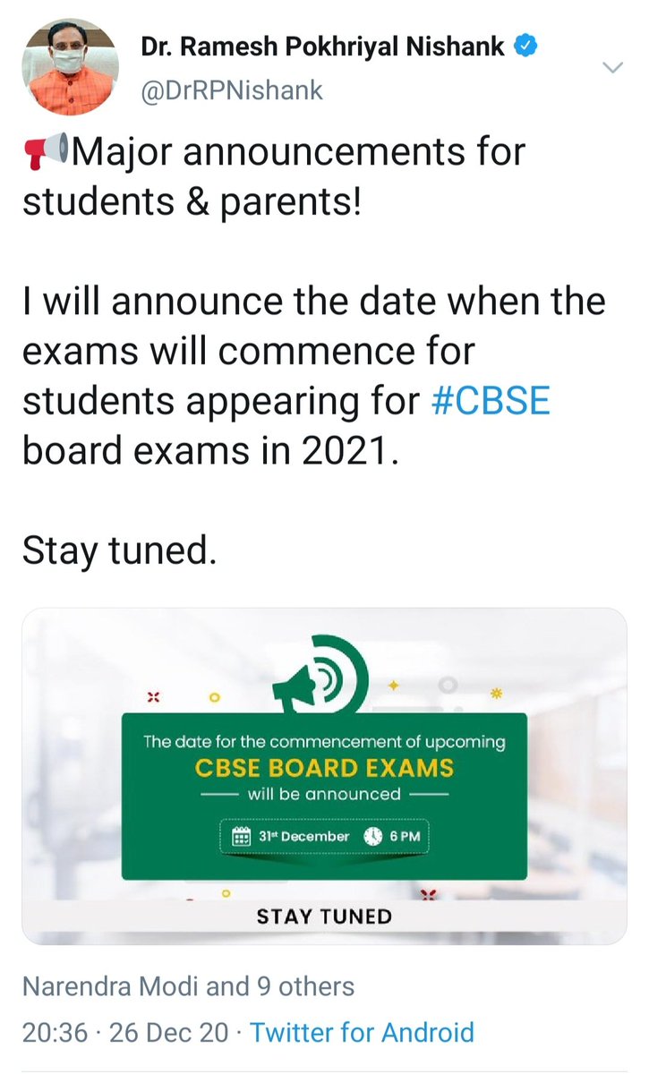StudywithAriha1's tweet photo. @DrRPNishank 
Respected sir for teachers &amp;schools ,it is just the session but for students it is a matter of life please postpone the examination students are not ready 🙏 
https://t.co/9j6tJ8ZKqE https://t.co/Iek0UT9q8j