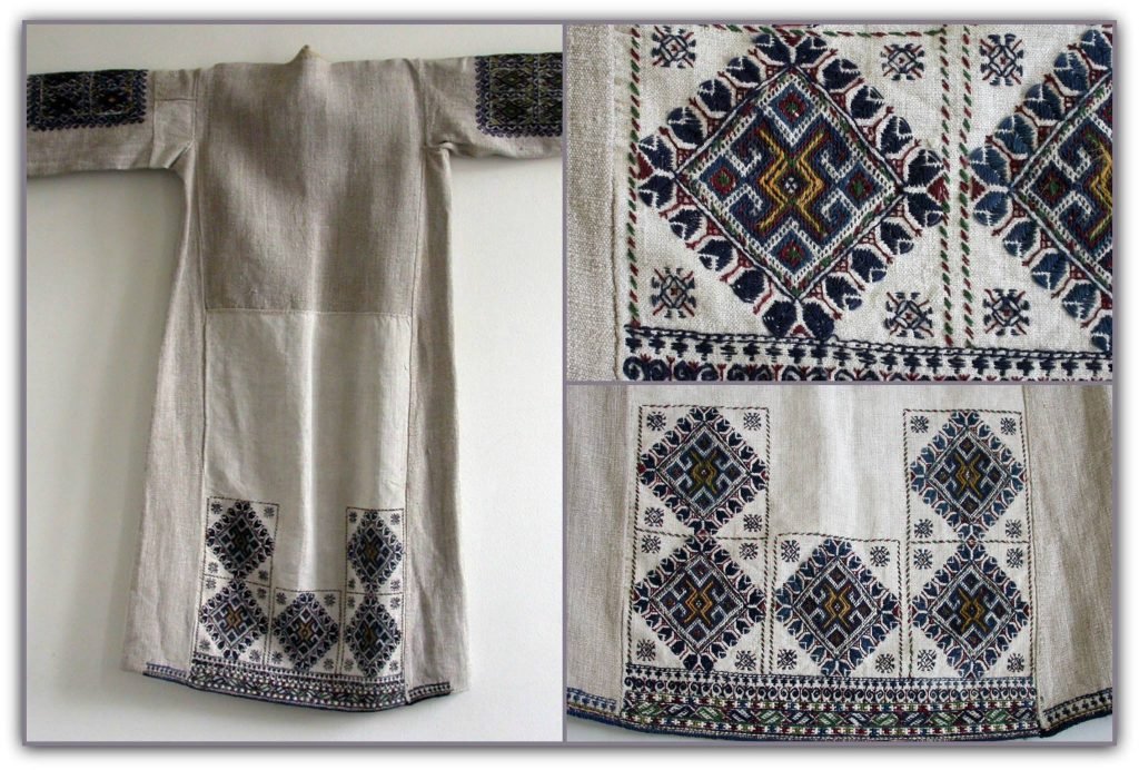 Border or outline patterns were often done in repeating S or Z shaped curves called mrka kuka (dark hooks) or krivujica (squiggles). Larger ornaments, for the bodice or sleeve, included đulići (rosebuds), ognjilo (the firesteel), kolo (the ring, technically a rhombus)