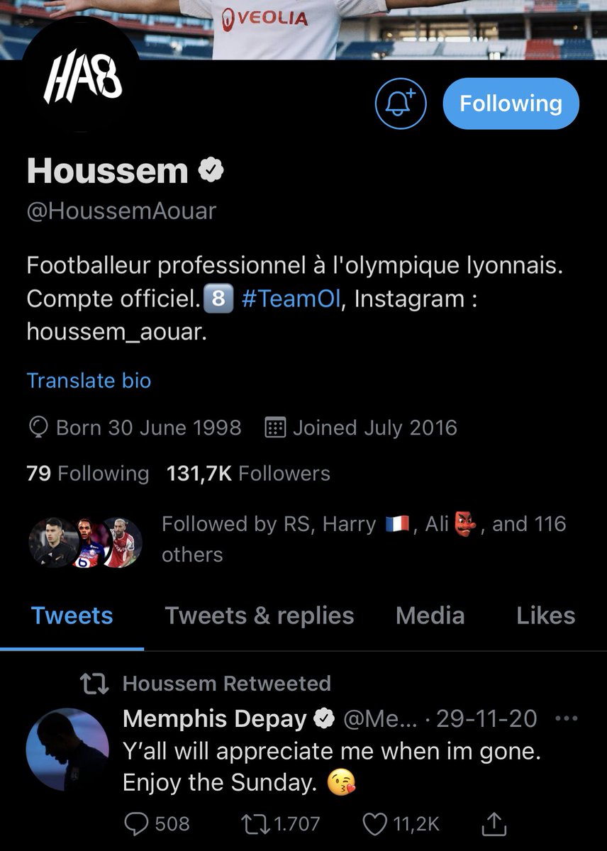 🚨 Look at what Houssem Aouar has just retweeted. This tweet is from around a month ago. 👀