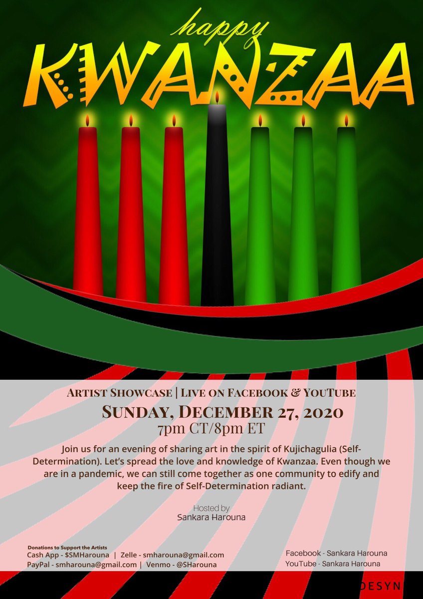 PerfektlyMade's tweet photo. Habari Gani!!!

Happy Kwanzaa!!! It’s the best time of year!! Tune in for a beautiful evening of art and fellowship!! 😁 https://t.co/hu6qq53HjA