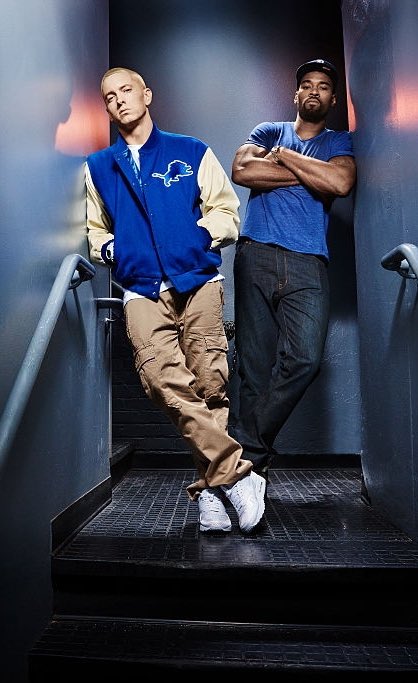 2013: SLIM SHADY IS BACK  he dyed his hair back blond for MMLP2 and he stayed with the leather jackets his shoe game was getting started here 