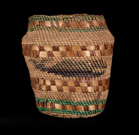 look at this beautiful Makah basket with a whale on it