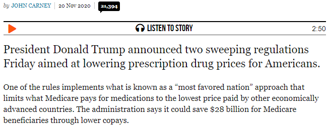 Additionally, Trump didn’t let the undermining done by McCain to stop him in other health related areas. Trump found another way to win for  #America.He bucked  #BigPharma and has reduced drug prices for Americans.