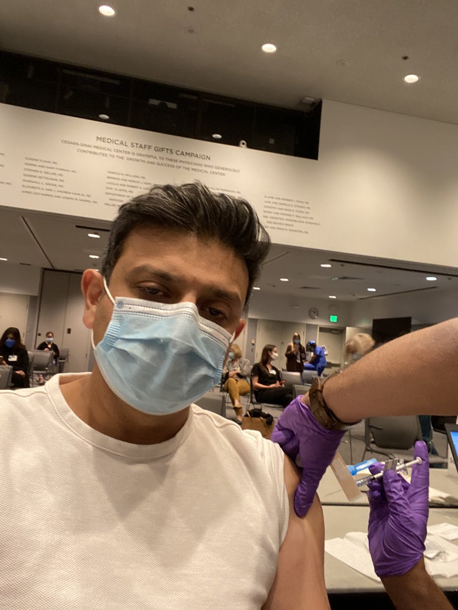 Excited to get my first shot of the Pfizer vaccine just in time to get back on Rheumatology service. #COVID19