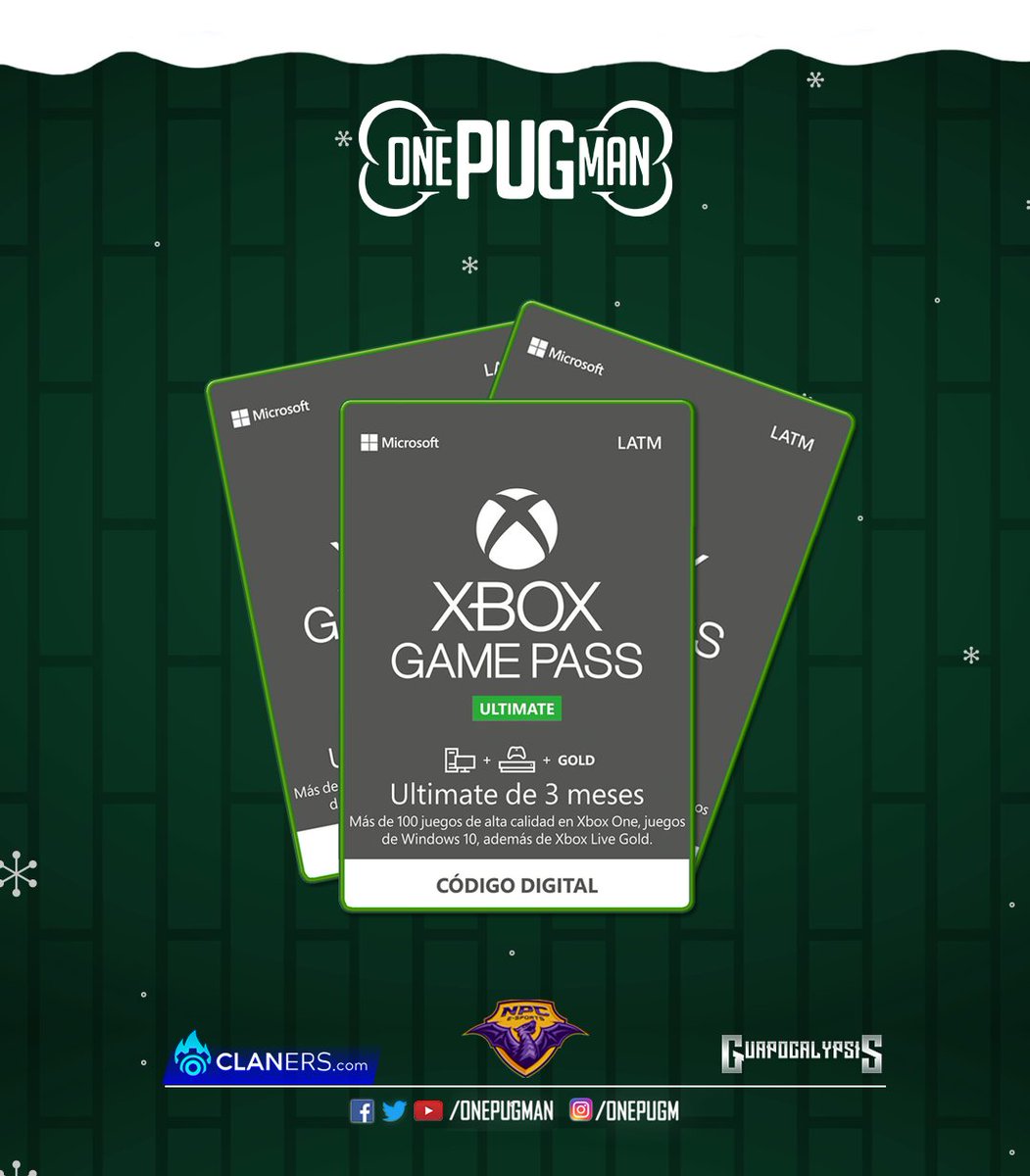 Y aprovechando el bug ....🙌 Habemus sorteo 🙌

🎅SORTEO NAVIDEÑO🎅

🎮3 TARJETAS DE XBOX GAMEPASS ULTIMATE (3Meses)

🎄 Seguirme -->  <a href="/OnePugMan/">🦴 One Pug Man 🦴</a> 
🎄❤️"Me Gusta" y 🔁 "RT" a esta publicación
🎄 Etiquetar dos amigos 👀
🎄 Solo LATAM

Ganadores se anunciarán el 2 de Enero del 2021