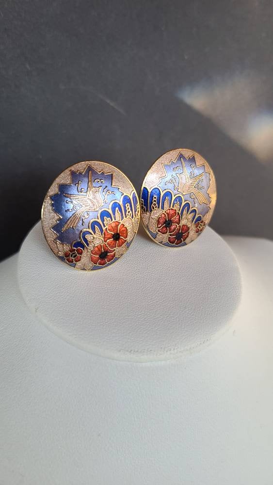 Excited to share the latest addition to my #etsy shop: Cloisonne Bird and Flower Clip-on Earrings etsy.me/2WJIt30 #no #earlobe #circle #animals #cloisonneearrings #circularearrings #vintageearrings #cliponearrings #vintagejewelry