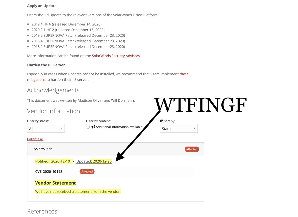 What the (I can not stress this enough) F-ingF looks around & slams head on desk Notified: 2020-12-10 Updated: 2020-12-26—>CVE-2020-10148 —>AffectedVendor Statement“We have not received a statement from the vendor.” https://kb.cert.org/vuls/id/843464&nbsp;