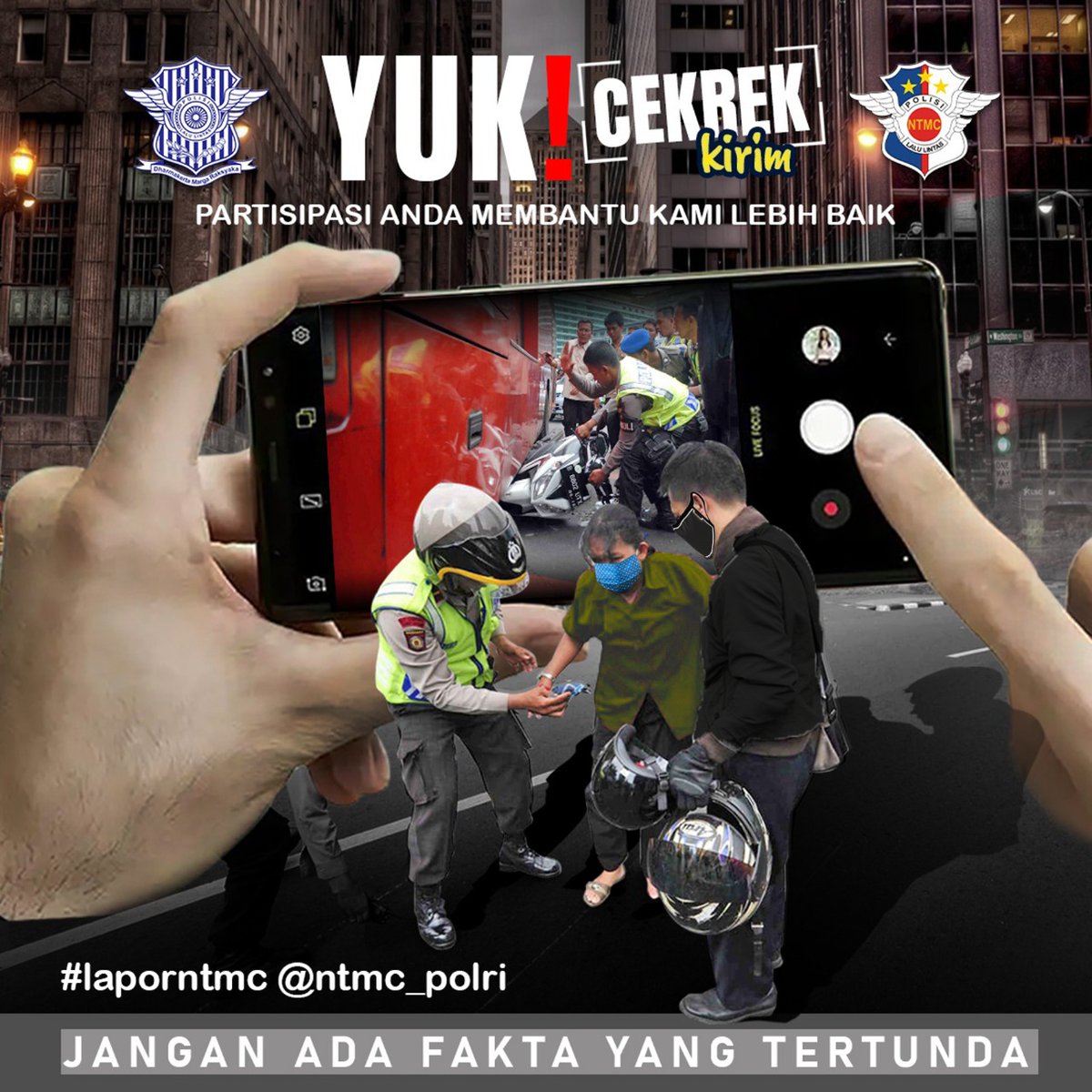 NTMC Polri ingin kalian turut berpartisipasi dlm memantau kejadian2 yg ada di masyarakat. Apabila ada kejadian yg tertangkap menggunakan HP, post di SosMed kalian. 
- Tulis Hashtag #laporNTMC 
- Mention ig <a href="/ntmc_polri/">TMC Polres Jepara</a> 
#StopPelanggaranStopKecelakaanKeselamatanUntukKemanusiaan