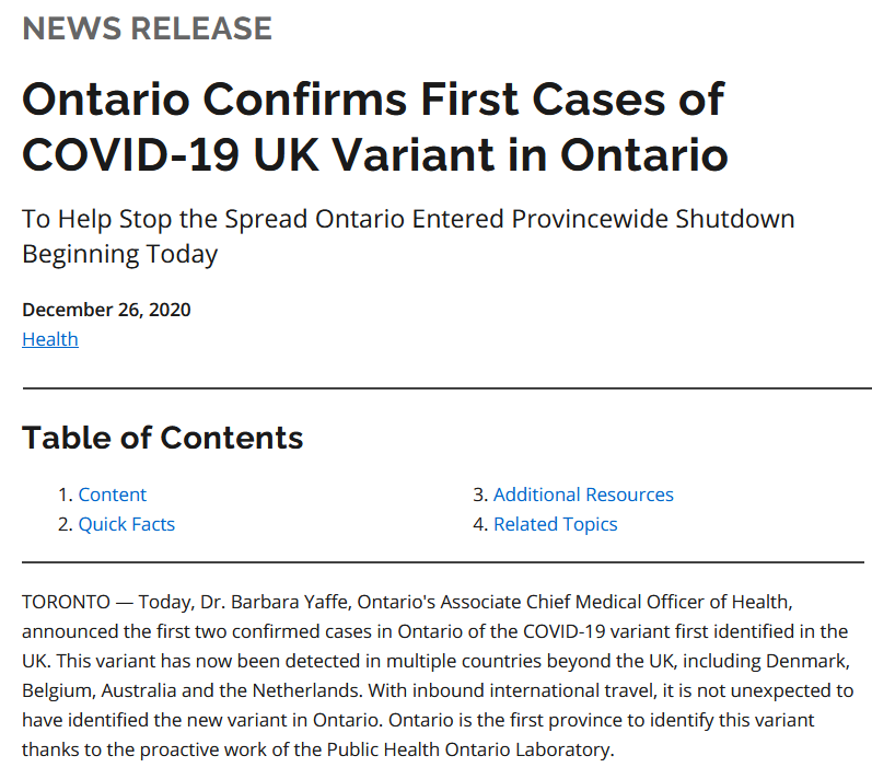 6) Which brings us to the news by the Ontario government Saturday confirming the first two cases of the  #COVID19 “UK variant” in that province. Given that Quebec and Ontario are neighbors, the question arises as to whether the strain might also be circulating here as well.