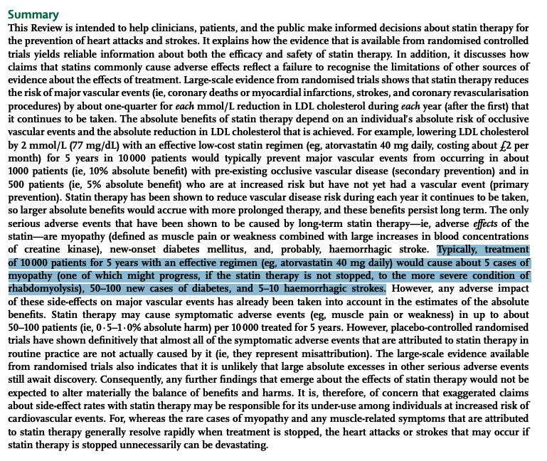 The same treatment would cause:myopathy in 1-in-2000;diabetes in between 1-in-100 and 1-in-200; andhemorrhagic stroke in 1-in-1000 to 1-in-2000.3/n