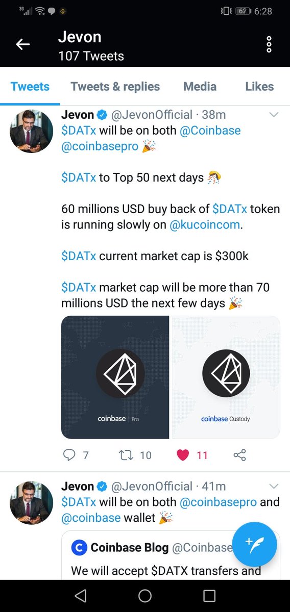 NoiaArmy's tweet photo. $DATX and @coinbaseblog X200 this week 🚀

$DATX market cap now is under 300k and next week there is 60 millions dollars to be invested in $datx token buy back that's X200 🔥

$DATX X100 next week 🔥

$BTC $ETH $LTC $KCS $DAG $VRA $OCEAN $VIDT $XNS $NOIA $MTL $ALGO $COTI $ORN https://t.co/CXAeEvSvVt