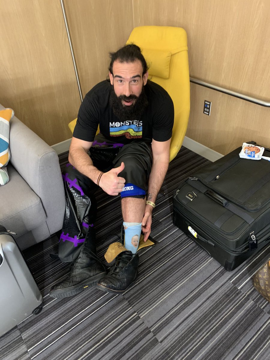 He was wearing socks with his son Nolan’s face..