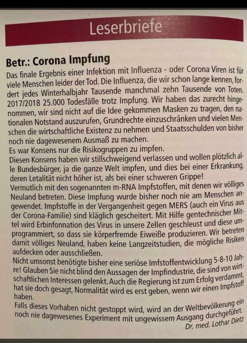 Imageberatungen's tweet photo. Dieser Arzt ist mutig - ob er wohl bald seine Zulassung verliert weil er wagt die Wahrheit zu schreiben - öffentlich??? https://t.co/W01sfu20E2