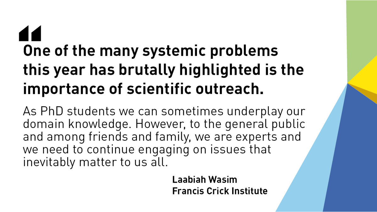 Hear from PhD student <a href="/laabiah_w/">Laabiah</a> and eight other people at the Crick about their experiences of 2020, and how they’ll be taking the lessons from this year into 2021 and beyond.

📝 ow.ly/eOwH50CRWTZ