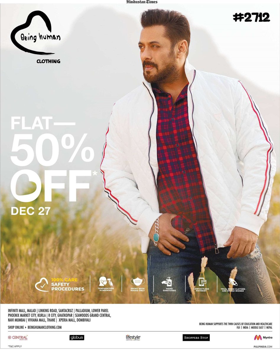 SalMansCommando's tweet photo. It's a Big #Celebration On #Salmankhan's #Birthday 🥳🎉🎂

Enjoy Flat 50% On #BeingHumanClothing In - Stores &amp; Online  ✅✅✅

#HappyBirthdaySalmanKhan #HapppyBirthdaySalman #SalmanKhanBirthday #Salman55 #Salman #SalmanKhan #HBDSalmanKhan #HBDSalman #SalmanKhanDay #BeingHumanDay https://t.co/RdAI2AfkGg
