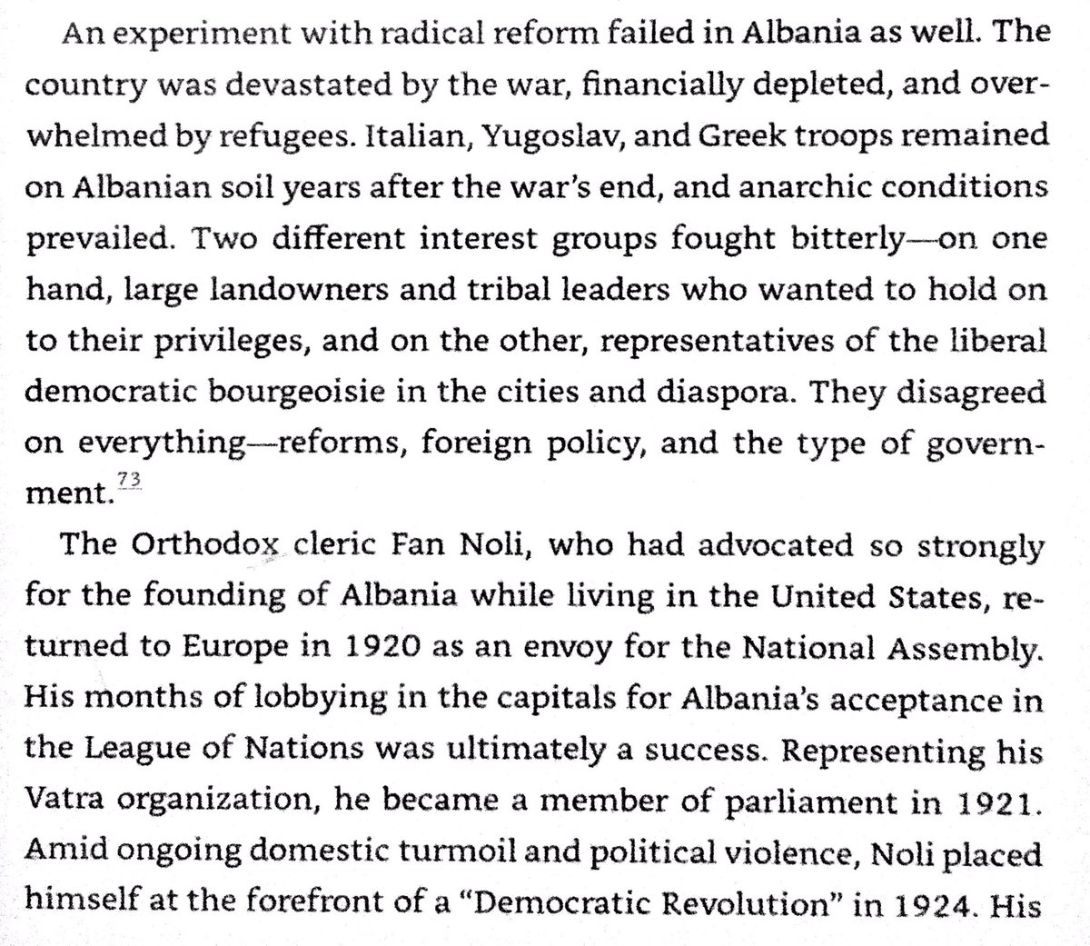Foreign troops occupied anarchic Albania for years after WWI. Tribes & landholders fought liberal bourgeois. 1924 the liberals tried to make gradual reforms, but ran into intense opposition from landholders. President Ahmet Zogu expelled liberals, then in 1928 became king.