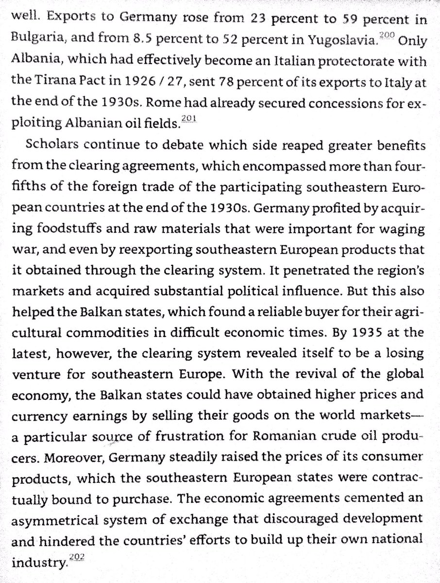 Interwar Germany’s economic relations with the Balkans: Germany could influence domestic production & require purchase of German consumer goods in exchange for overpriced raw materials & food. Germany grew to dominate trade with all Balkan states other than Albania.