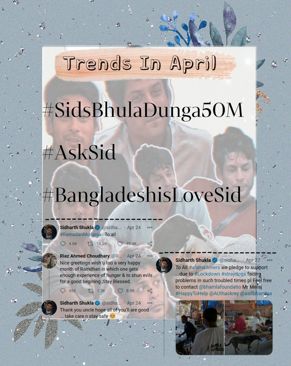 | APRIL lIt had been a good month with Ask Sid session being highlight. We all had so much fun that day with many people getting replies. We got glimpse of Sid's humble nature from his tweet about animal welfare & interaction with Riaz uncle. #Sidharths2020Rewind #SidharthShukla