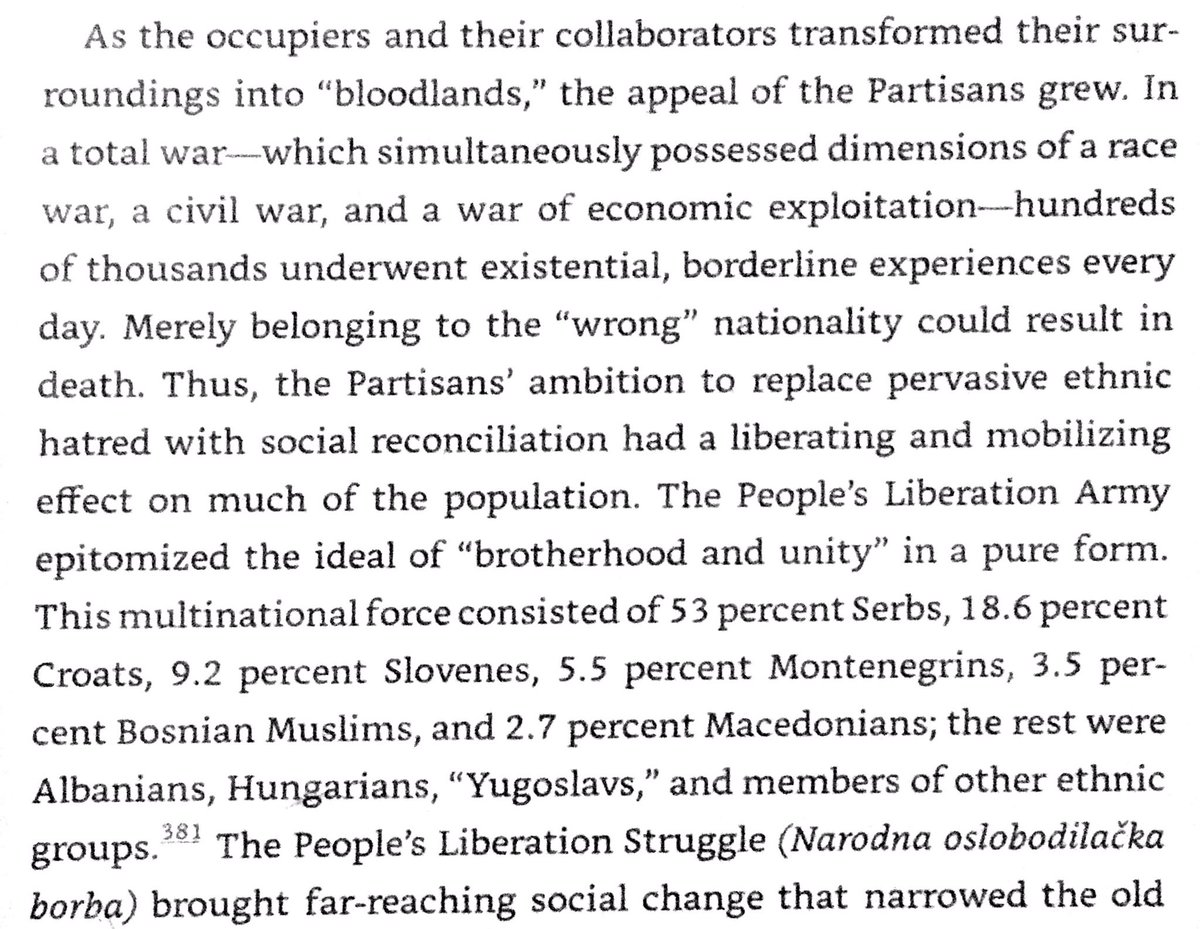 Partisans were majority Serb, but also 18.6% Croat, 9.2% Slovene, 3.5% Bosnian Moslem, 5.5% Montenegrin, & 2.7% Macedonian.