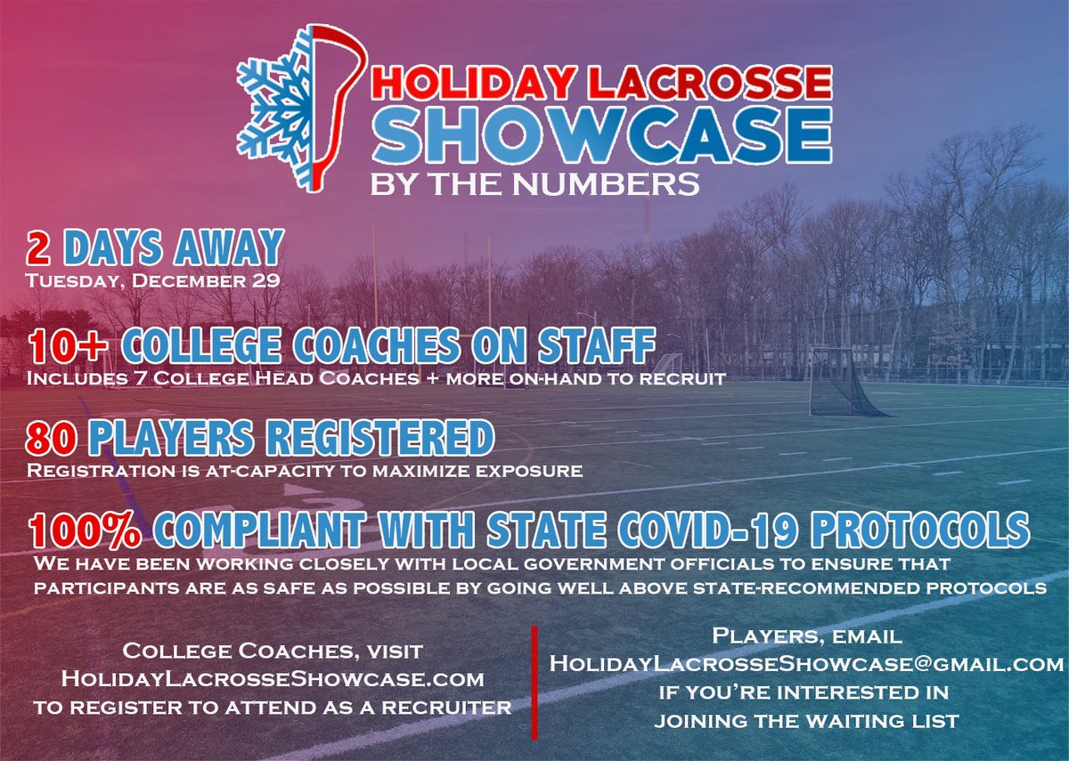 holidayshowcase's tweet photo. Excited for the inaugural Holiday Lacrosse Showcase on Tuesday!
We are ready for what will be a great day of lax!
#HolidayShowcase https://t.co/rxdngXNIP3