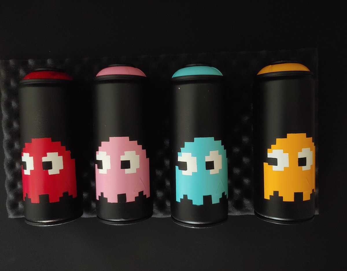 Art on cans
#pacman #pacmanghost 
#Inky #Blinky #Pinky #Clyde