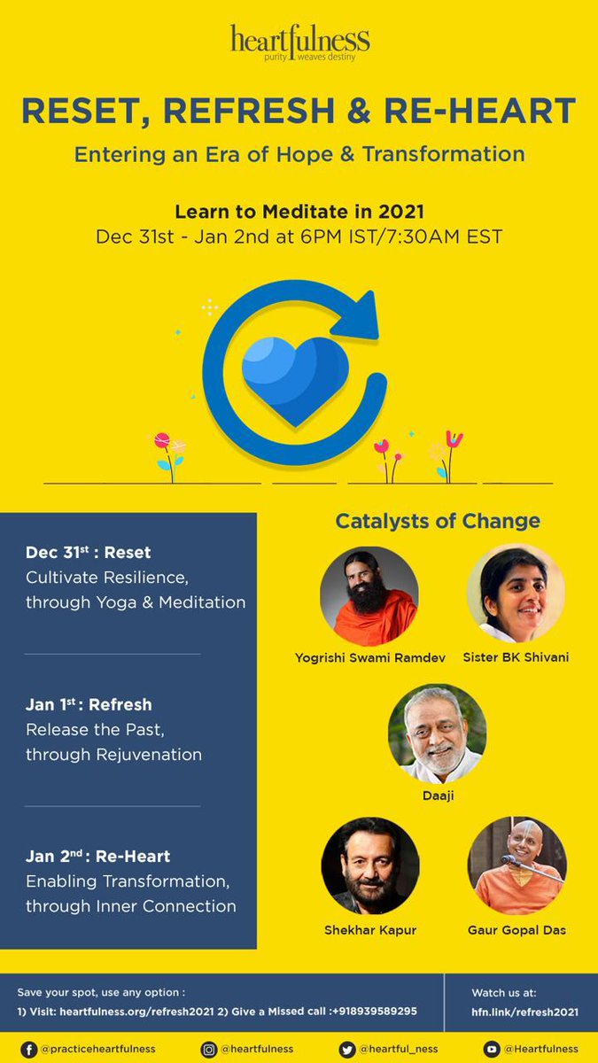 kshemendr's tweet photo. #heartfulnessmeditation #daaji #refresh #reset #heartfully #2021 https://t.co/mXf9Ybtw0j