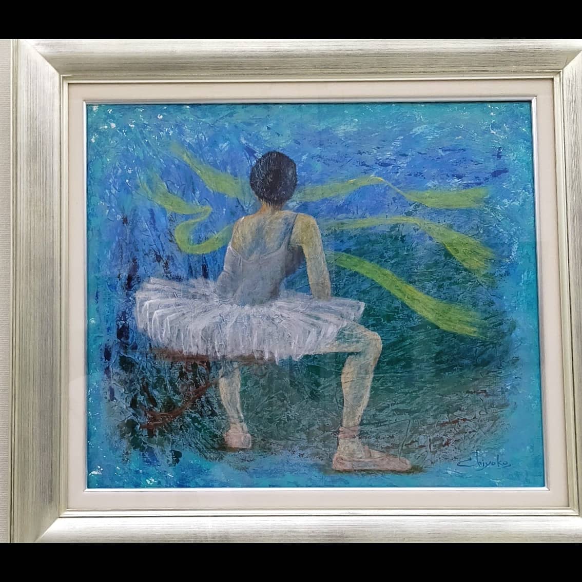 unfinished dream」 バレエ トウシューズ バレリーナ アクリル 抽象画