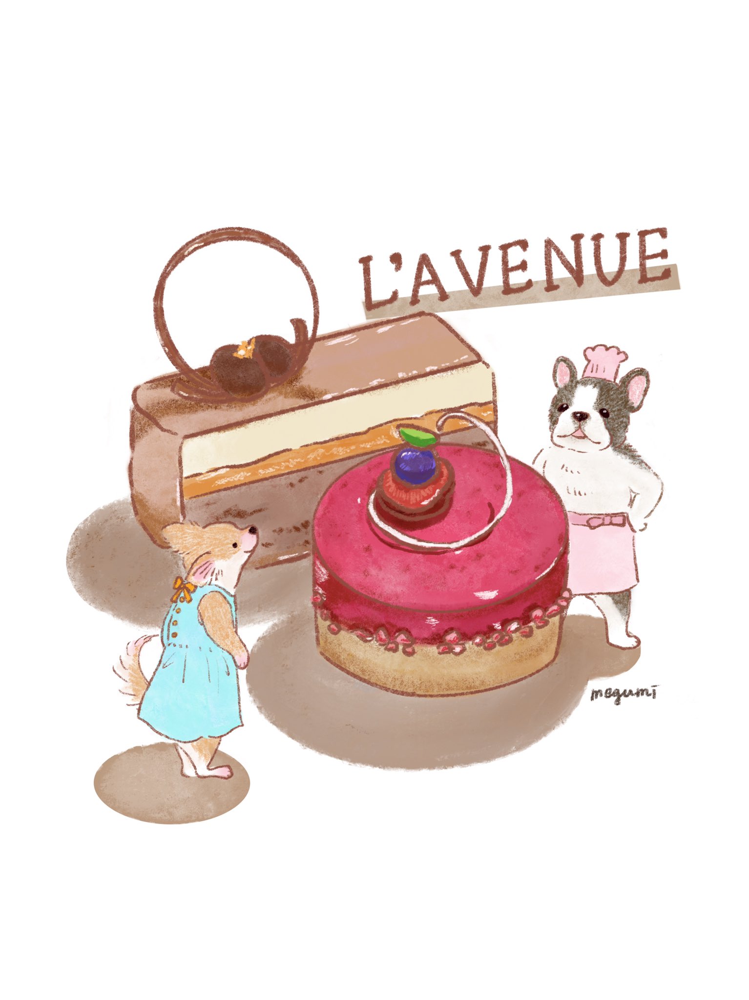 いしかわめぐみ ラブニューさん 先日行ったら行列で買えませんでした 近く通ったからよってみよーっという軽い気持ちだったのに食べれないとなると食べたくて食べたくて きー 再掲 スイーツイラスト お菓子イラスト ケーキイラスト イラスト