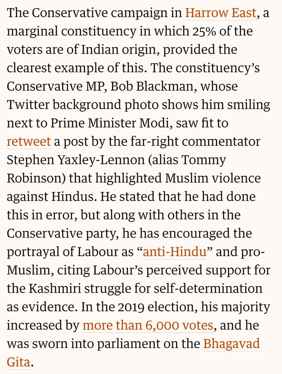 Labour is painted by them as “anti-Hindu” and pro-Muslim, citing Labour’s perceived support for the Kashmiri struggle for self-determination as evidence.